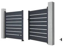 Pack portão de batente perfurado motorizado antracite em alumínio C300 x A158 cm PRIMO