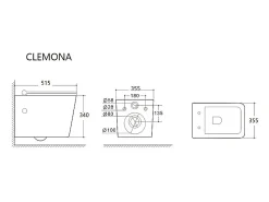 Pack sanita suspensa, cerâmica branco fosco estrutura de suporte e placa descarga CLEMONA