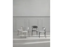 Pacote de 4 cadeiras estofadas em chenille branco