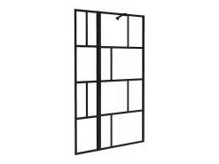Painel de banheira com painel giratório - Preto mate - Estilo industrial - 120 x 140 cm - OBELINI