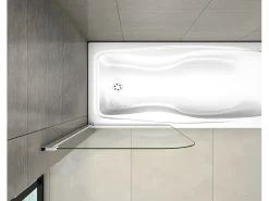 Painel de Banheira Dobrável 1 Painel Giratório Vidro Temperado 4mm com Cinza Fosco Tamanho do Perfil: (690-700)x1400mm