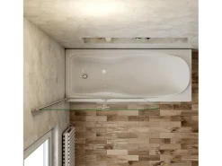 Painel de Banheira Dobrável 2 Folhas Vidro Anti-calcário 6mm Tamanho: (880-900)x1400mm