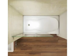 Painel de Banheira Dobrável Giratória Dobradiça 2 Folhas Vidro Temperado 5 mm Dimensões: 1100x1400mm