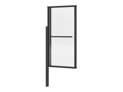 Painel de banheira giratório e elevável com toalheiro, preto fosco, 120x140 cm - VESLIRA