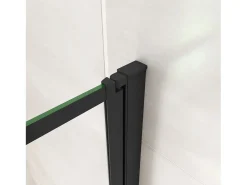 Painel de Banheira serigrafado com linhas verticais pretas Perfil preto mate Vidro temperado 4mm Tamanho:(680-700)x1400mm
