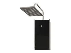 Painel de chuveiro com ducha torneira vidro aço inoxidável 130 cm preto 02_0003433