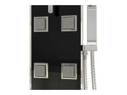 Painel de chuveiro com ducha torneira vidro aço inoxidável 130 cm preto 02_0003433