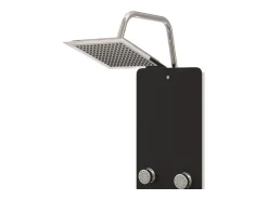 Painel de chuveiro com ducha torneira vidro aço inoxidável 130 cm preto 02_0003437