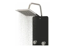 Painel de chuveiro com ducha torneira vidro aço inoxidável 130 cm preto 02_0003437