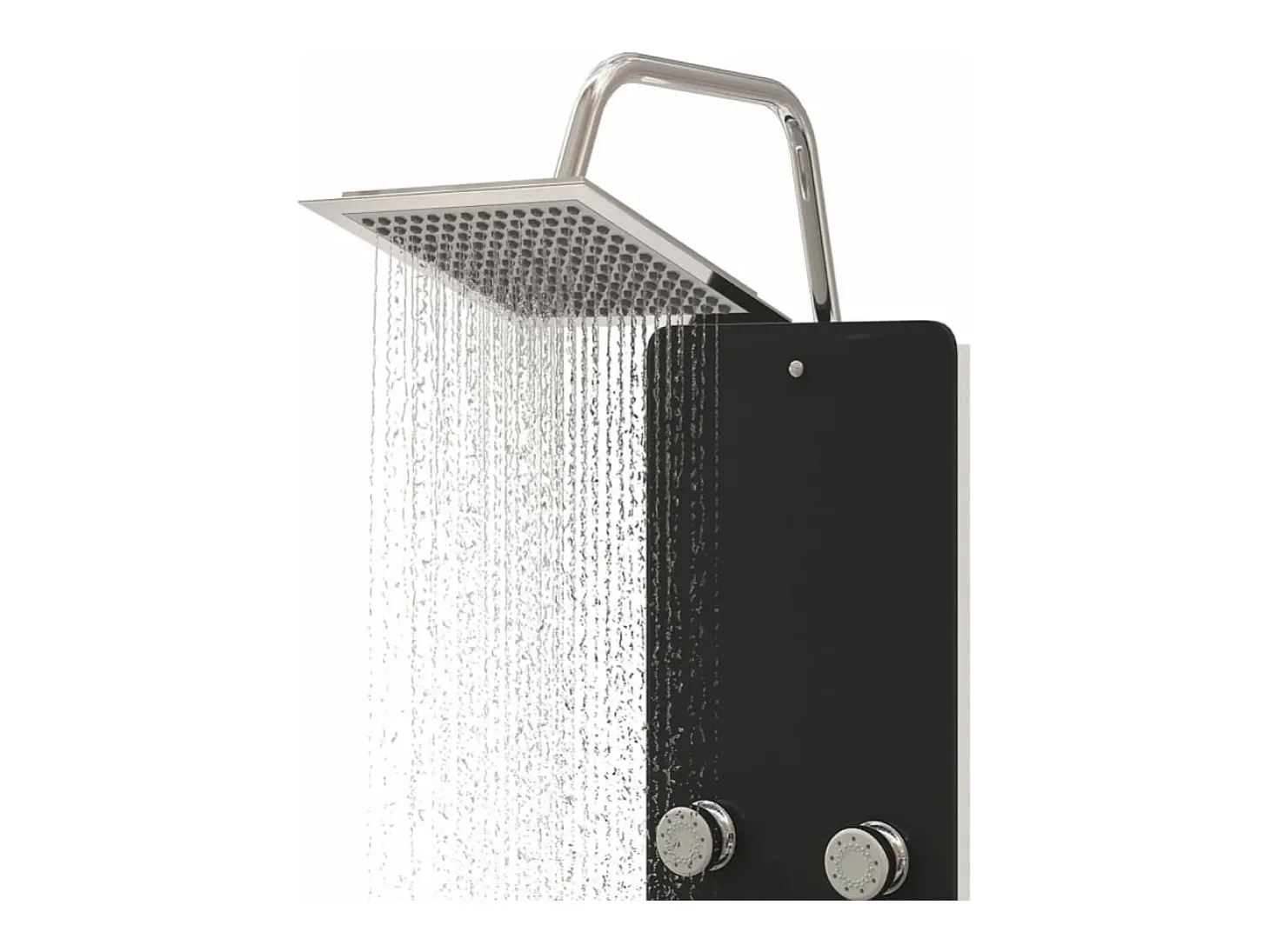Painel de chuveiro com ducha torneira vidro aço inoxidável 130 cm preto 02_0003437