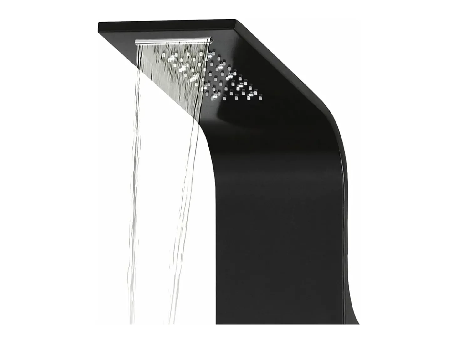 Painel de chuveiro com ducha torneira vidro aço inoxidável 130 cm preto 02_0003431