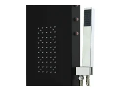 Painel de chuveiro com ducha torneira vidro aço inoxidável 130 cm preto 02_0003431