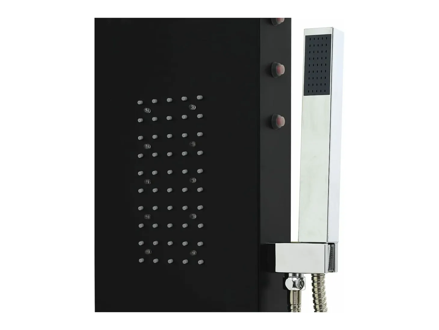 Painel de chuveiro com ducha torneira vidro aço inoxidável 130 cm preto 02_0003431