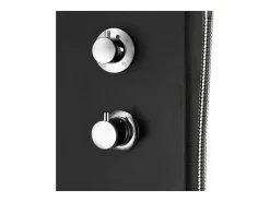Painel de chuveiro com ducha torneira vidro aço inoxidável 130 cm preto 02_0003431