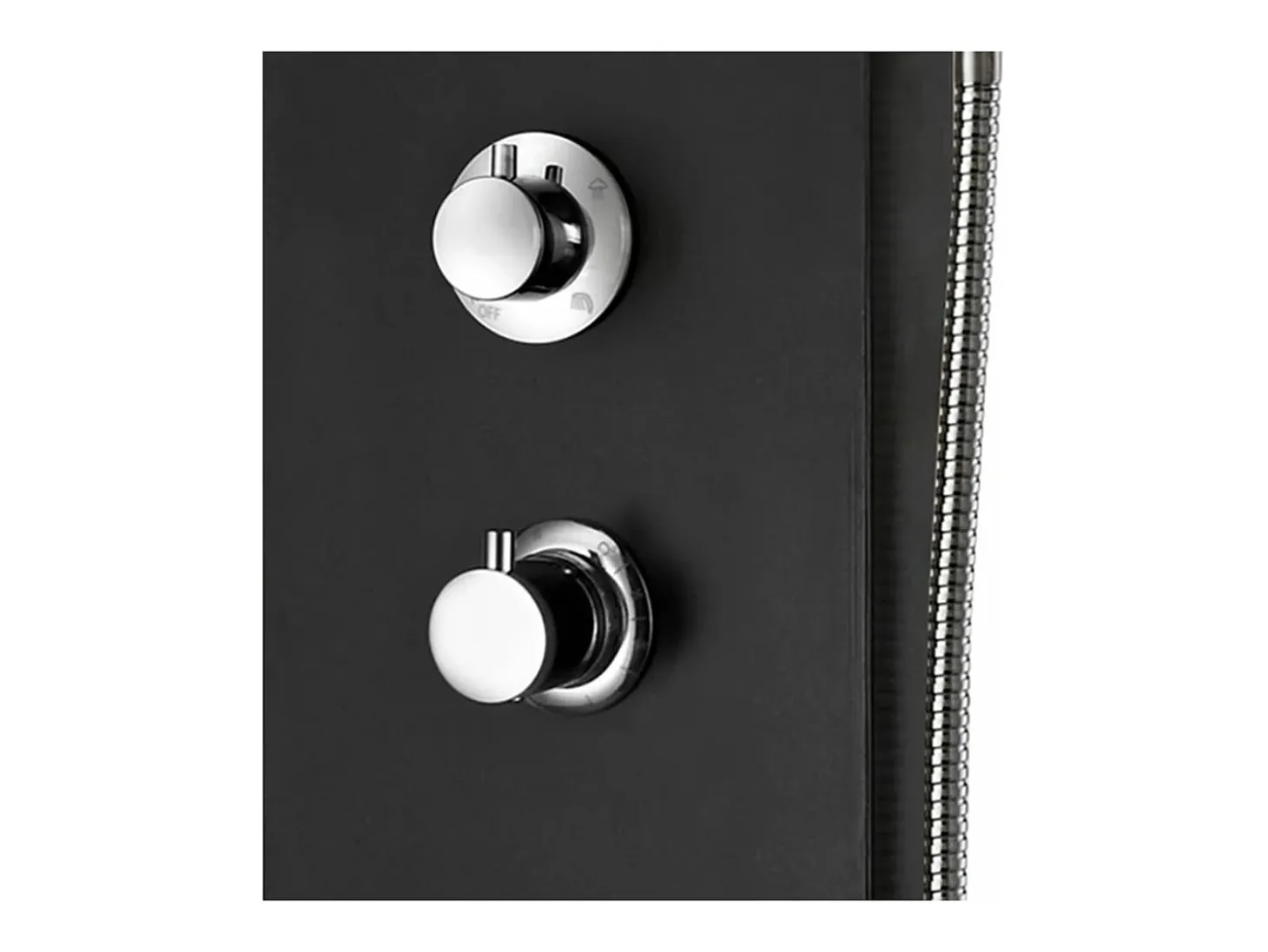 Painel de chuveiro com ducha torneira vidro aço inoxidável 130 cm preto 02_0003431