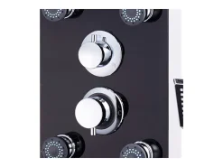 Painel de chuveiro com ducha torneira vidro aço inoxidável 130 cm preto 02_0003435