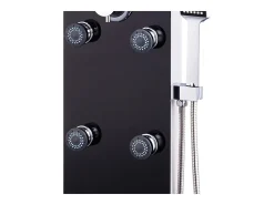 Painel de chuveiro com ducha torneira vidro aço inoxidável 130 cm preto 02_0003435