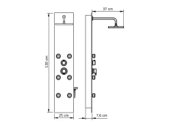 Painel de chuveiro com ducha torneira vidro aço inoxidável 130 cm preto 02_0003435