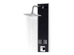 Painel de chuveiro com ducha torneira vidro aço inoxidável 120 cm preto 02_0003432