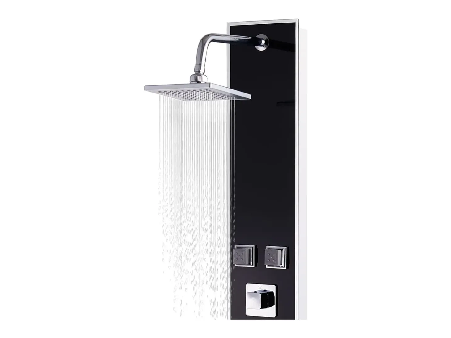 Painel de chuveiro com ducha torneira vidro aço inoxidável 120 cm preto 02_0003432