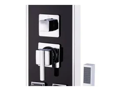 Painel de chuveiro com ducha torneira vidro aço inoxidável 120 cm preto 02_0003432