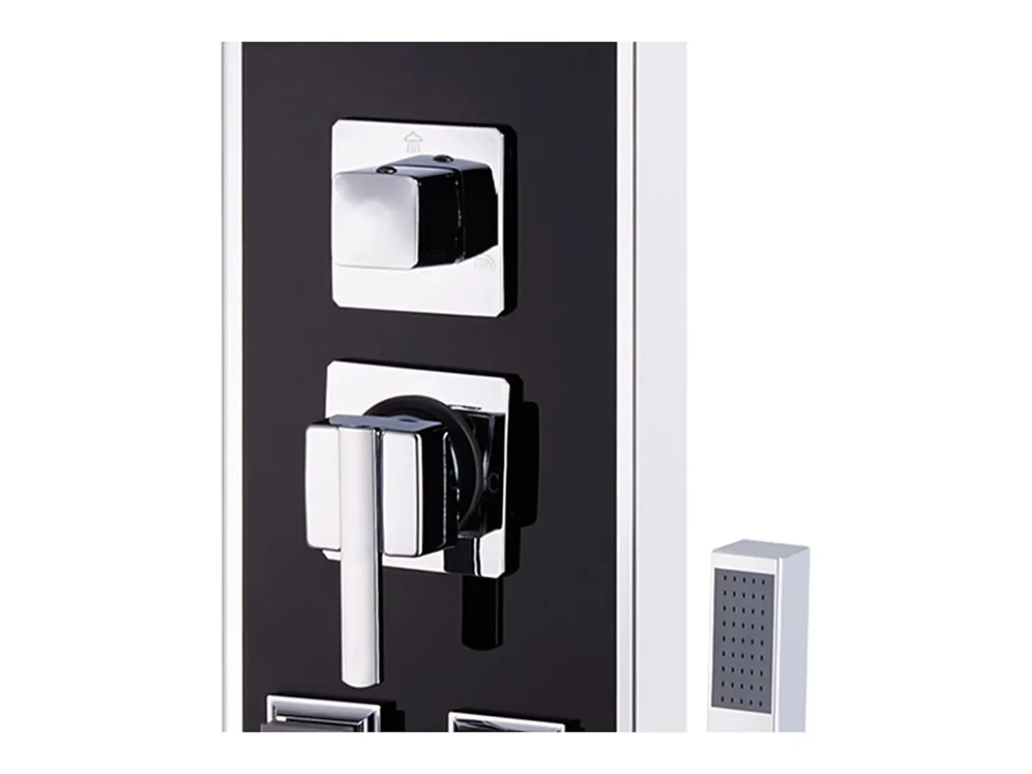 Painel de chuveiro com ducha torneira vidro aço inoxidável 120 cm preto 02_0003432