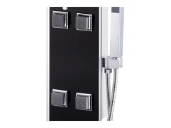 Painel de chuveiro com ducha torneira vidro aço inoxidável 120 cm preto 02_0003432