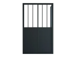 Painel de duche com porta de correr preto mate 120 x 80 x 195 cm - URBANIK