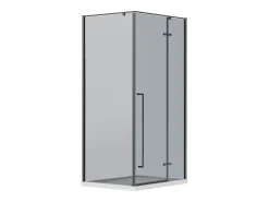Painel de duche com porta em vidro fumado C100xL80xA190 cm preto fosco - TERMANIO