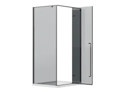 Painel de duche com porta em vidro fumado C100xL80xA190 cm preto fosco - TERMANIO