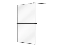 Painel de duche estilo italiano, toalheiro e prateleira 140 x 200 cm preto - BONPERO