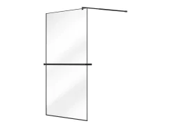 Painel de duche estilo italiano, toalheiro e prateleira 120 x 200 cm preto - BONPERO