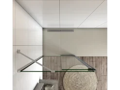 Painel de duche Fixo 2 folhas com Dobradiça Painel fixo+giratório Vidro Anti-calcário 8mm com Barra Fixa 45cm Perfil cromado ([78-80]+40)x200cm-AICA
