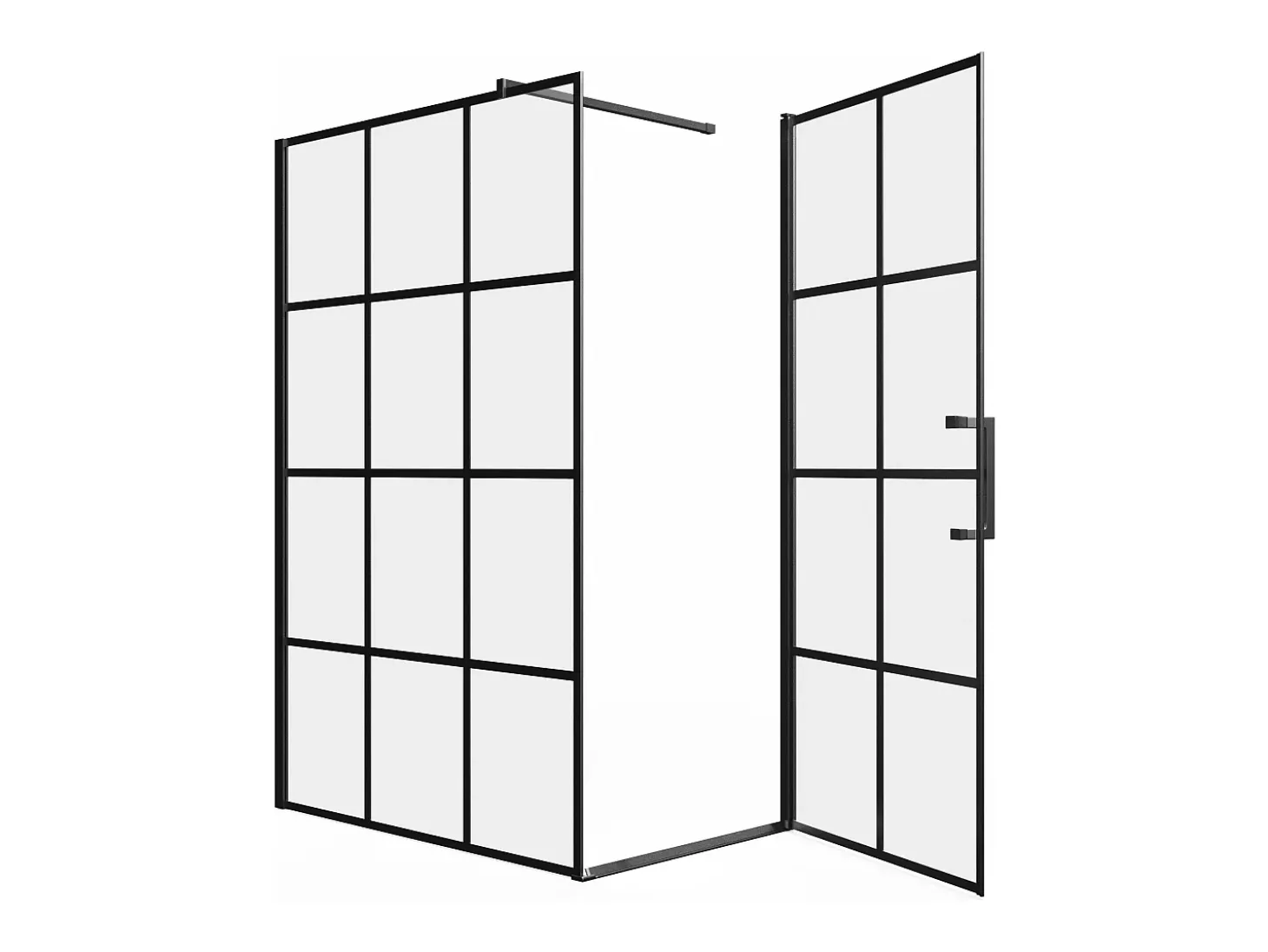 Painel de duche fixo com porta giratória serigrafada preto fosco 120x190 cm CAPARICA