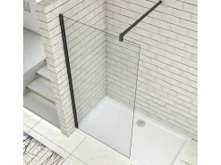 Painel de duche Fixo de folha única Vidro Anti-calcário 8mm com uma Barra de 90cm Perfil Preto fosco Tamanho(108-110)x200cm-AICA