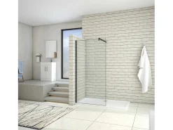 Painel de duche Fixo de folha única Vidro Anti-calcário 8mm com uma Barra de 90cm Perfil Preto fosco Tamanho(98-100)x200cm-AICA