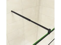 Painel de duche Fixo serigrafada com linha preta Vidro temperado Anticalcário 8mm com Barra 70-120cm Perfil Preto fosco (98-100)x200cm-AICA