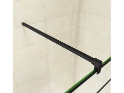 Painel de duche Fixo serigrafada com linha preta Vidro temperado Anticalcário 8mm com Barra 90cm Perfil Preto fosco (98-100)x200cm-AICA