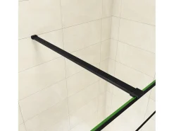 Painel de duche Fixo serigrafada com linha preta Vidro temperado Anticalcário 8mm com Barra1 90cm Perfil Preto fosco (68-70)x200cm-AICA