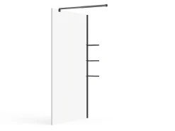 Painel de duche italiano com prateleiras preto fosco vidro 6 mm 120x200 cm - DAREN