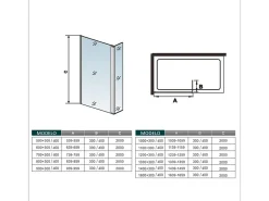 Painel de duche Movível 2 folhas Painel fixo+Lado giratório Vidro 8mm Anti-calcário com Barra Preta fosca 90cm Tamanho[(163.9-165.9)+40]x200cm-AICA