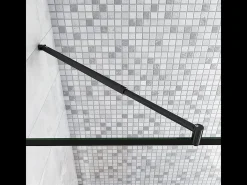 Painel de duche Movível 2folhas Painel fixo+Lado giratório Vidro 8mm Antical com Barra Preta fosca 70-120cm Tamanho[(163.9-165.9)+40]x200cm-AICA