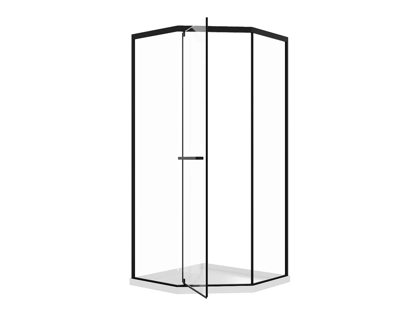 Painel de duche pentagonal com base preto mate 90 x 90 x 195 cm CRISTELIO