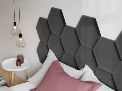 Painel decorativo para cabeceira HOPE em veludo cinza, 220 cm de comprimento