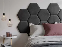 Painel decorativo para cabeceira HOPE em veludo cinza, 220 cm de comprimento