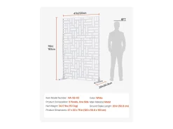 Painel Decorativo para Exteriores, SucceBuy Rede de Privacidade Metálica, 120 x 193 cm, Painéis de Privacidade para Exteriores, Branco