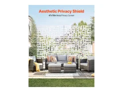 Painel Decorativo para Exteriores, SucceBuy Rede de Privacidade Metálica, 120 x 193 cm, Painéis de Privacidade para Exteriores, Branco