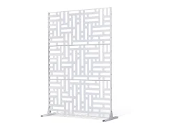 Painel Decorativo para Exteriores, SucceBuy Rede de Privacidade Metálica, 120 x 193 cm, Painéis de Privacidade para Exteriores, Branco