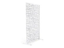 Painel Decorativo para Exteriores, SucceBuy Rede de Privacidade Metálica, 120 x 193 cm, Painéis de Privacidade para Exteriores, Branco