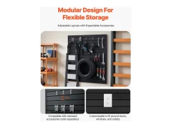 Painel Mural de Lamas SucceBuy, 122 x 122 cm, Lamas de Garagem em PVC Preto, Design Modular
